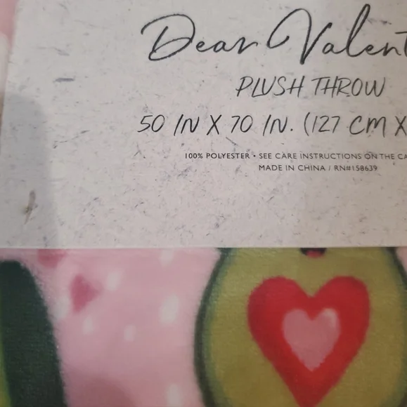 Valentines Avacado Blanket-NWT - Picture 5 of 5